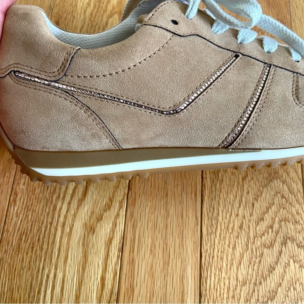 PAUL GREEN TANNER SNEAKER US 8.5 REAL SUEDE RHINESTONE DESIGNER ATHLEISURE